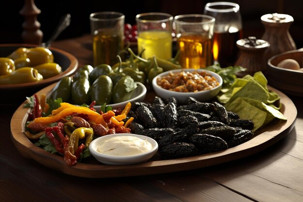 Foto vers bereide vegetarische chili's rellenos platter