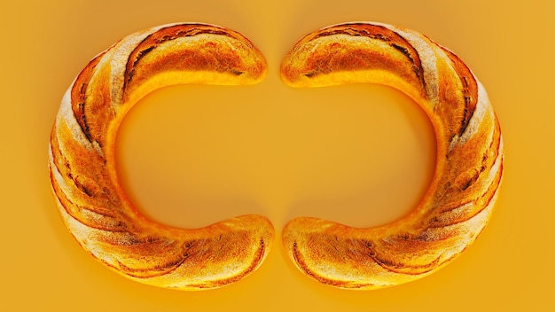 Vers brood geïsoleerd op gekleurde achtergrond 3D-rendering