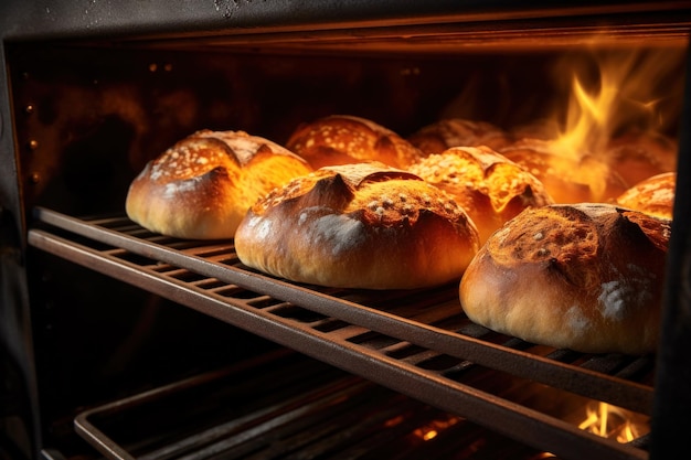 Vers brood op het rek in een bakstenen oven