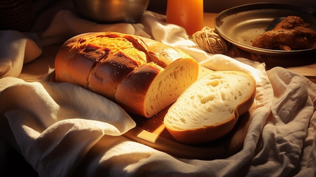 Vers brood snijden voor het ontbijt.