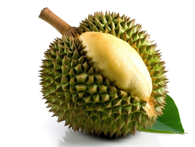 Vers Durian-Fruit op witte achtergrond