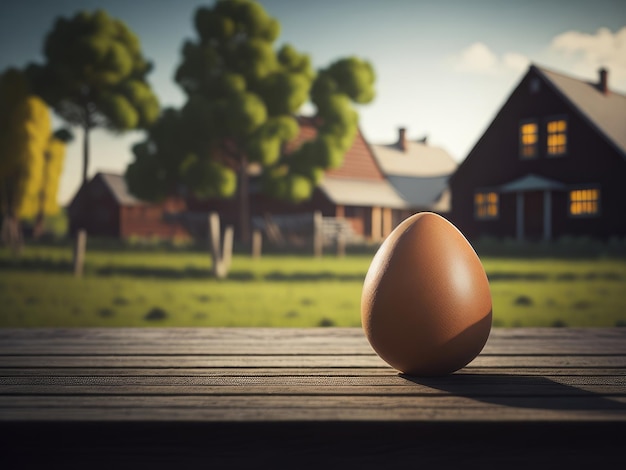 Vers ei op houten tafel op het platteland AI gegenereerd