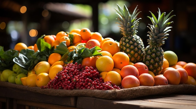 vers fruit op de markt