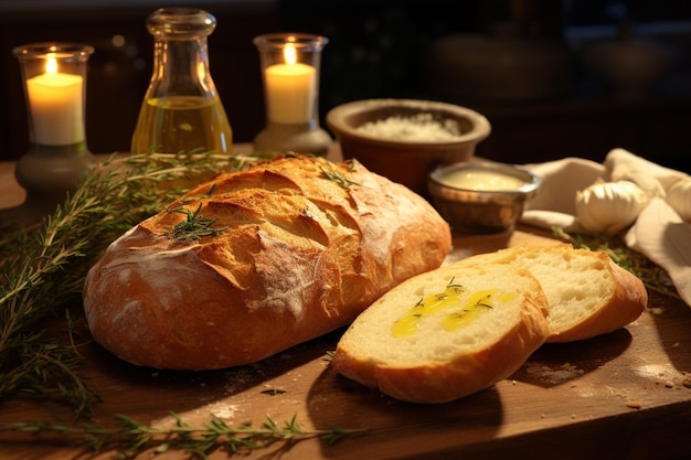 Vers gebakken ambachtelijk brood met een gouden knapperige c 00353 02