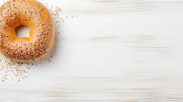 Vers gebakken bagelbrood Fotorealistische horizontale achtergrond Krokant gebak Gourmet Bakery Ai gegenereerde achtergrond met copyspace Traditioneel bagelbrood