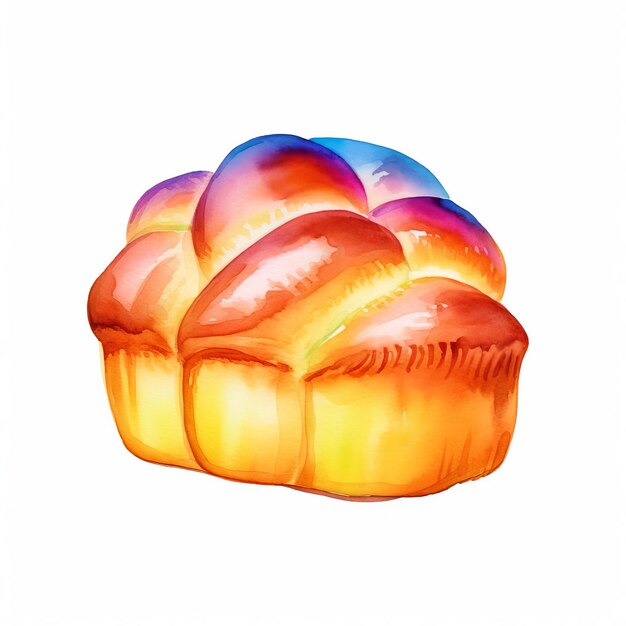 Vers gebakken brioche brood vierkant waterverf illustratie