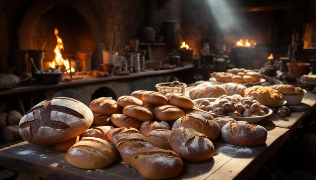 Foto vers gebakken brood een symbool van traditie en vakmanschap gegenereerd door ai