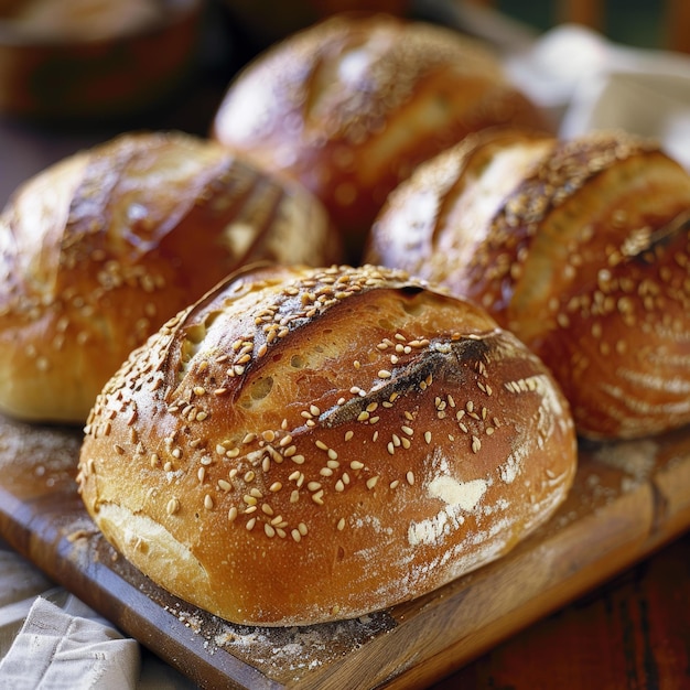 Vers gebakken broodjes met sesamzaadjes