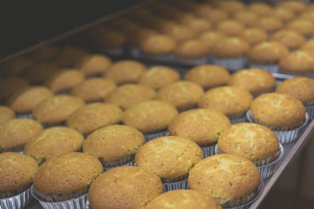 Vers gebakken broodlokken. Productieoven bij de bakker.