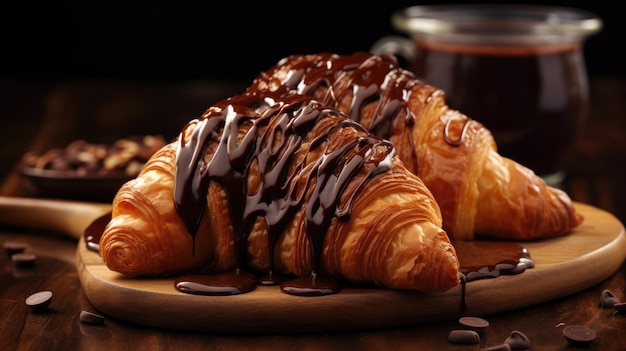 Vers gebakken croissants met koffie Heerlijk en geurig ontbijt