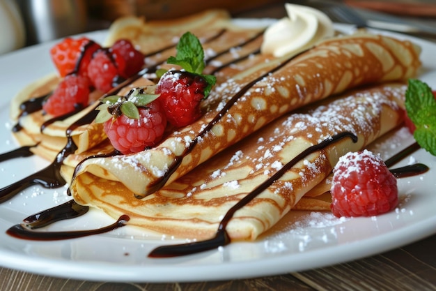 Foto vers gebakken franse crêpes een zoet en zelfgemaakt europees dessert