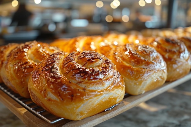 Vers gebakken gouden gebakjes te zien