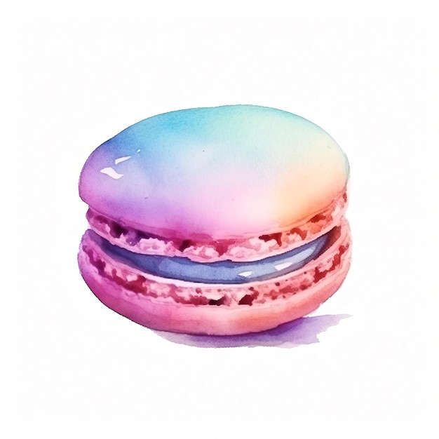 Vers gebakken macaron gebak vierkant aquarel illustratie