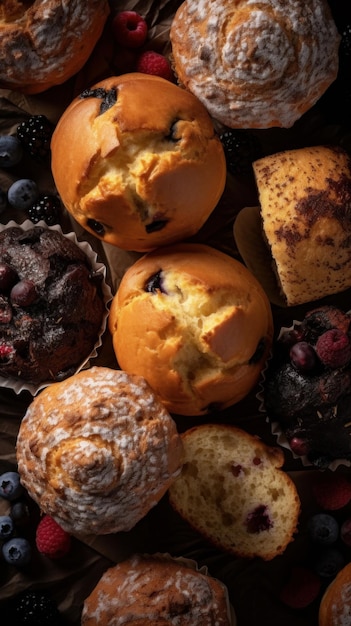 Vers Gebakken Muffin Gebak Verticale Achtergrond