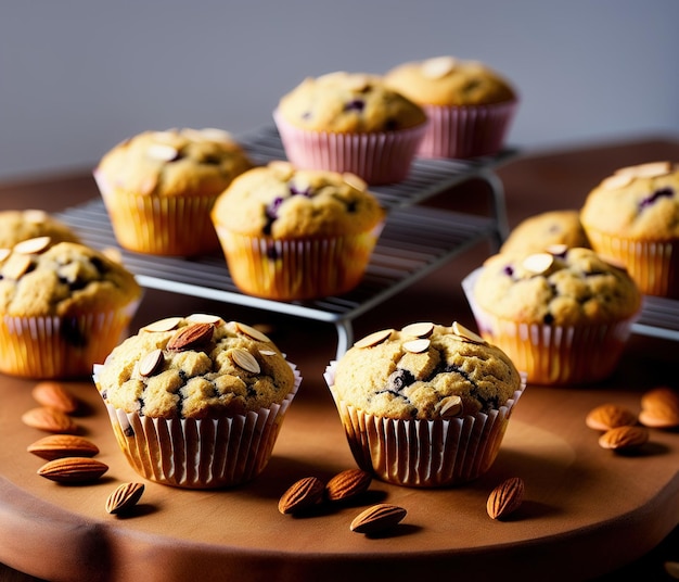 vers gebakken muffins met chocolade en citroen op een witte achtergrond