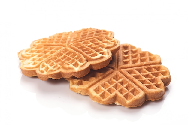 Vers gebakken wafels geïsoleerd op een witte achtergrond