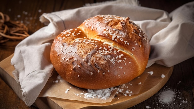 Vers gebakken zelfgemaakte zachte pretzel met zout