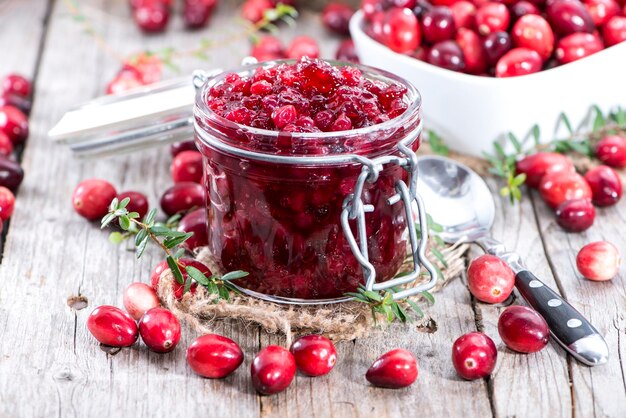 Vers gemaakte Cranberry Jam