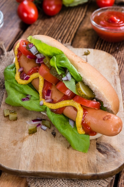 Vers gemaakte Hot Dog-groenten