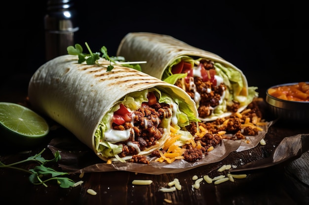 Vers gemaakte Mexicaanse burrito's