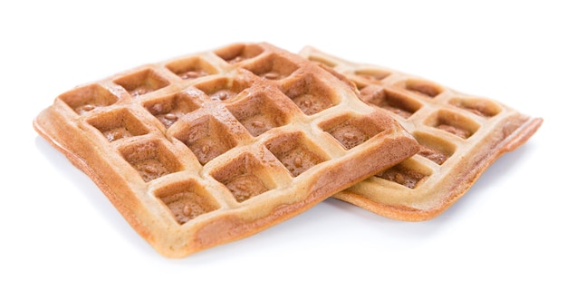 Foto vers gemaakte wafels geïsoleerd op wit