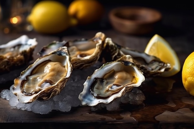 Vers geopende oesters klaar om te serveren