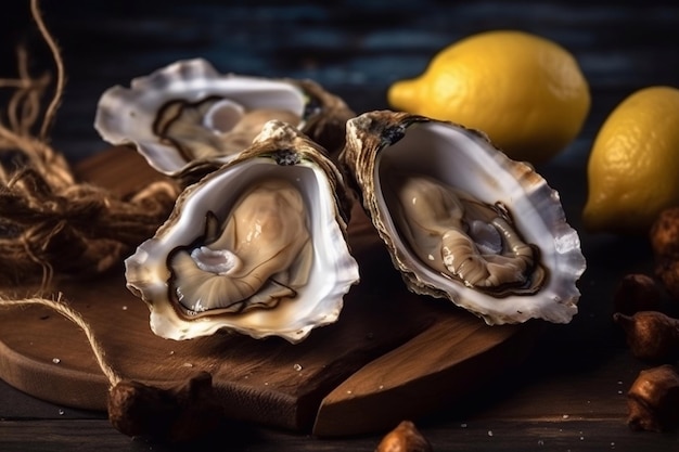 Vers geopende oesters klaar om te serveren