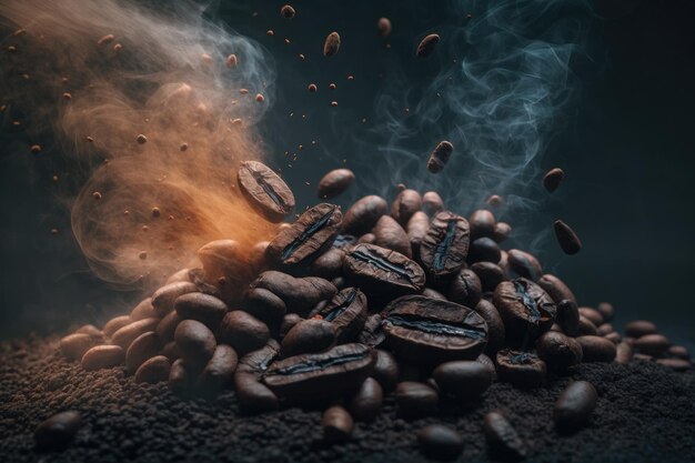 Vers geroosterde koffiebonen gegenereerd door AI