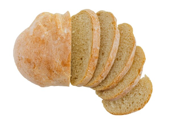 Vers gesneden ciabatta brood op een witte achtergrond