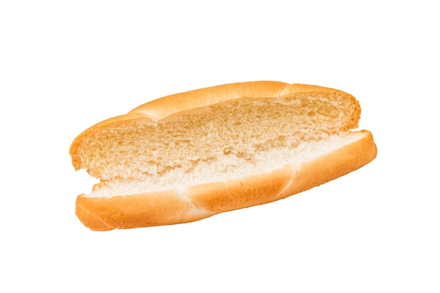 Vers hotdogbroodje dat op een witte achtergrond wordt geïsoleerd