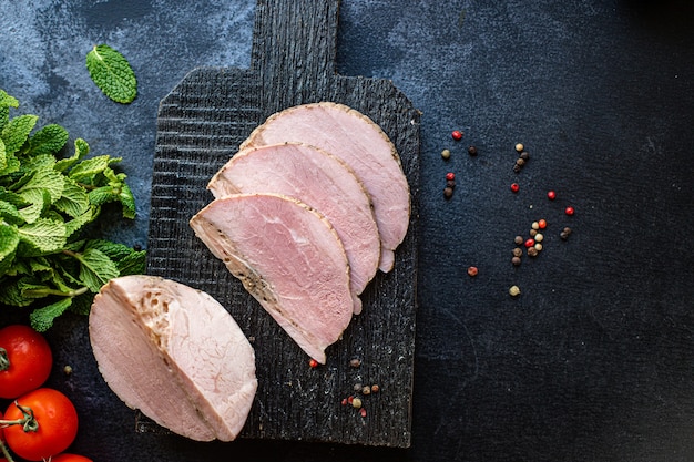 Vers koud gekookt varkensvlees plak heerlijk klaar eten