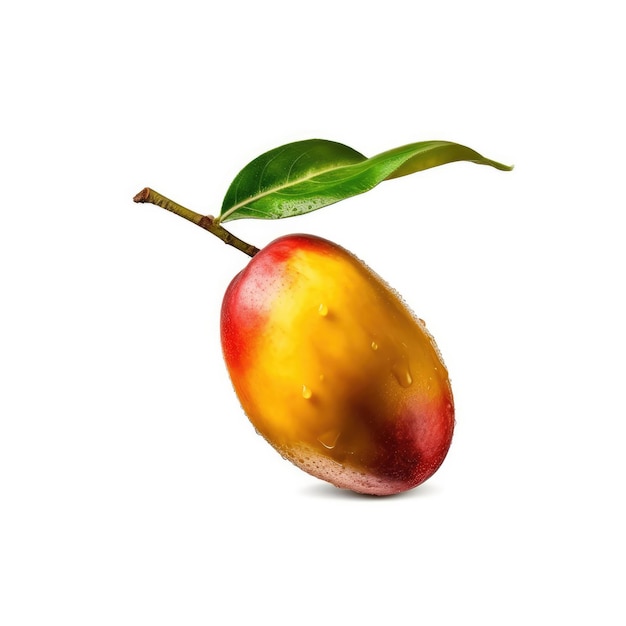 Vers mangofruit dat in geïsoleerd wit studioschot als achtergrond vliegt