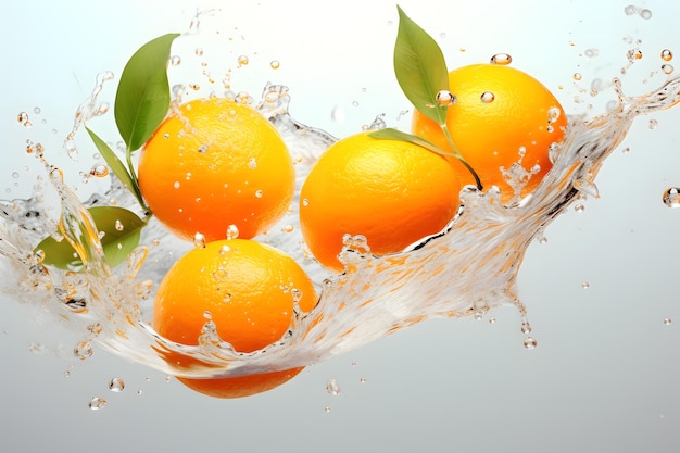 Vers oranje fruit spatwater dat in het water valt