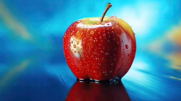Foto vers rijpe appelfruit illustratie natuurlijk voedsel kleurrijke achtergrond generatieve ai kunst