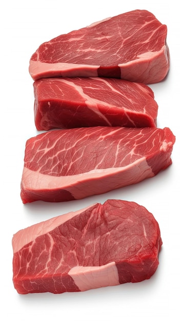 Vers rundvlees rauwe biefstuk geïsoleerd op witte achtergrond Gegenereerd door AI