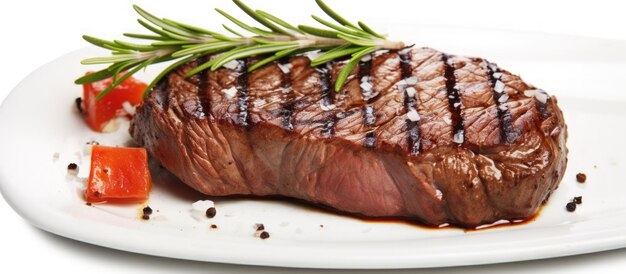 Vers sappig gegrilde rundvleesfilet steak met rozemarijn geïsoleerd op witte achtergrond Genereren van AI