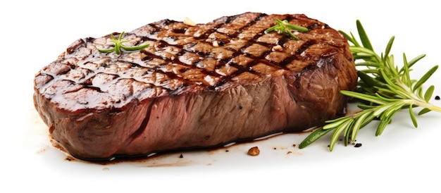 Vers sappig gegrilde rundvleesfilet steak met rozemarijn geïsoleerd op witte achtergrond Genereren van AI