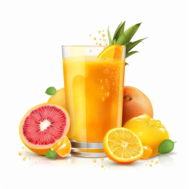 vers sinaasappelsap met fruit transparante achtergrond