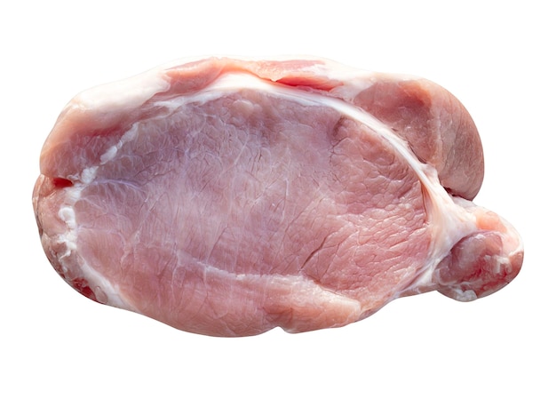 Vers varkensvlees geïsoleerd op een witte achtergrond met uitknippad