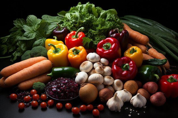 Vers verzamelde kleurrijke overvloed aan voedingsrijke groenten