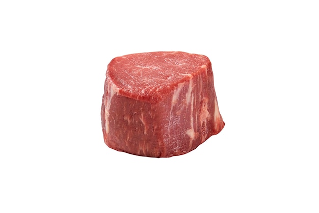 Vers vlees gesneden in dikke plakjes geïsoleerd op een witte achtergrond