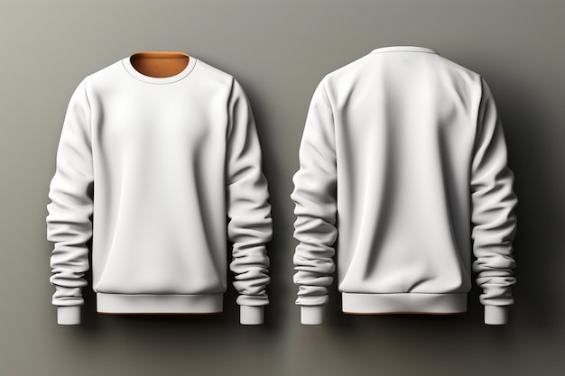 Versatile blank sweatshirt mockup 3Drendered front and back views