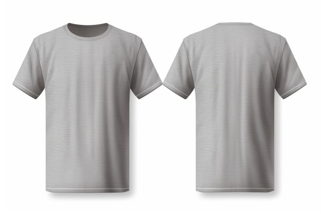 versatile minimalism blank gray tshirt front and back isolated on white
