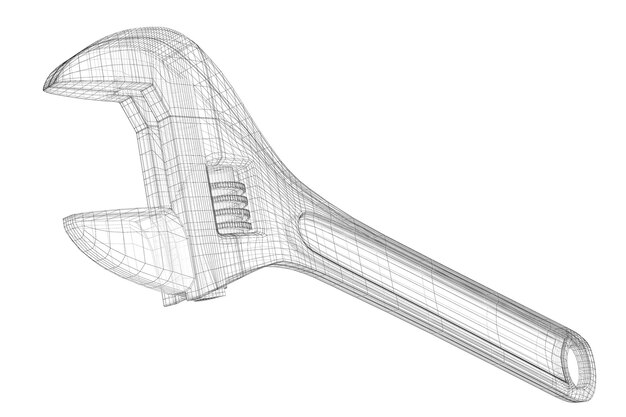 Versatile multifunctional wrench as a wireframe model
