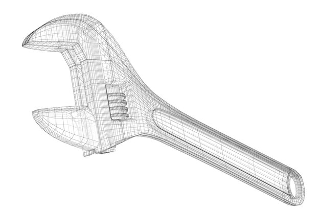 와이어프레임 모델로서의 다재다능한 다기능 렌치