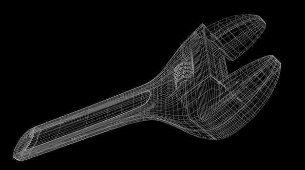 Versatile multifunctional wrench as a wireframe model