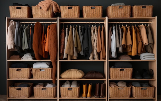 Versatile Storage of Closet Baskets Bins and Hooks Array Generative AI