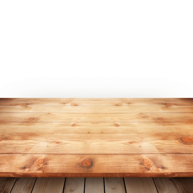 Photo versatile white background empty wood table top ideal for displaying and montaging your products