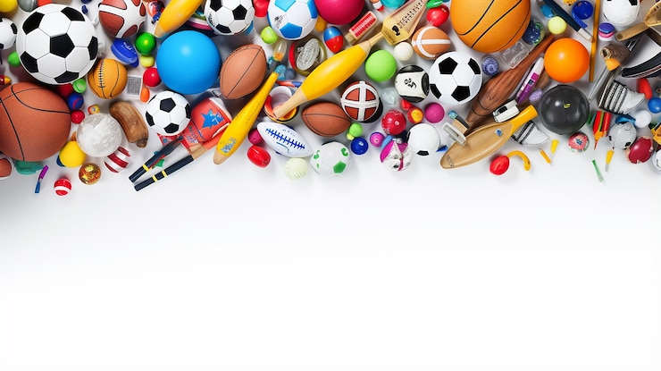Foto verscheiden sportapparatuur op witte achtergrond