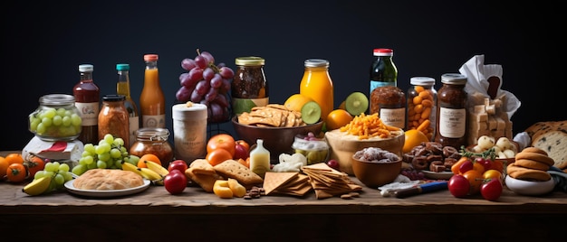 Foto verscheiden voedingsmiddelen op de keukentafel